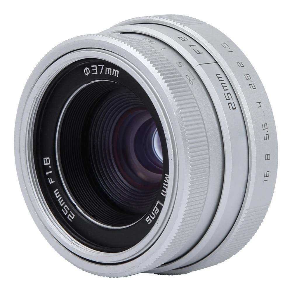 25mm F1.8 APS-C Large Aperture Wide Angle Lens Manual Focus Lens for, for, for FX, for for M, for Mirrorless Camera(Silver)