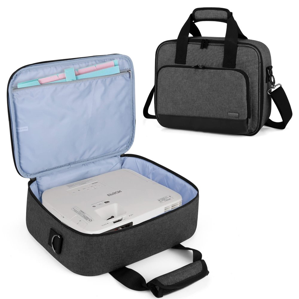 LUXJA Projector Case, Projector Bag with Accessories Storage Pockets (Compatible with Most Major Projectors), Medium(13.75 x 10.5 x 4.5 Inches), Black