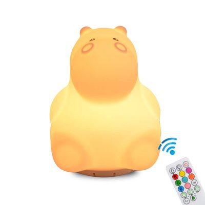 FASBEL Baby Night Lights Cartoon Hippo Night Lamps Nursery Toddler Soft Silicone Nightlight with Touch Sensor Rechargeable (Hippo)