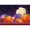 Dorcev Halloween Photography Backdrop - Moon Night Pumpkin and Candy On The Wooden Table Party Banner Wallpaper Photo Studio Props view 1