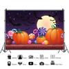 Dorcev Halloween Photography Backdrop - Moon Night Pumpkin and Candy On The Wooden Table Party Banner Wallpaper Photo Studio Props view 2
