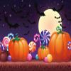 Dorcev Halloween Photography Backdrop - Moon Night Pumpkin and Candy On The Wooden Table Party Banner Wallpaper Photo Studio Props view 4