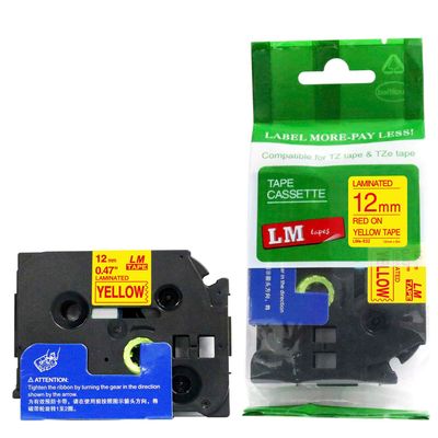 1/Pack LM Tapes - LMe632 Premium 1/2" Red Print on Yellow Label Compatible with P-Touch TZe-632 Tape TZ-632 and Includes a Nice Tape Color/Size Guide. Replaces 12mm 0.47 Laminated