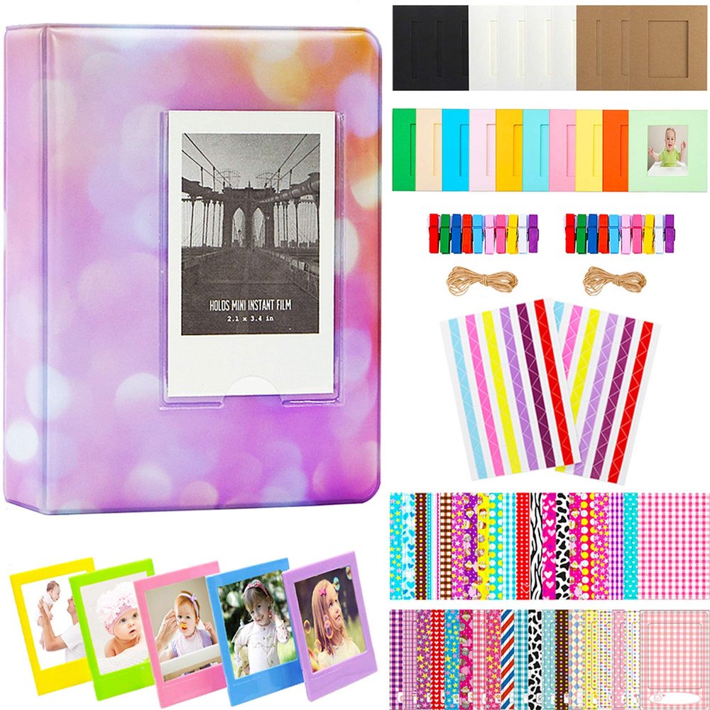 BigTrend 2x3 Inch Photo Paper Film Album Set for Fujifilm Instax Mini Camera, Polaroid Snap, Z2300, SocialMatic Instant Cameras & Zip Instant Printer (Pink spot, 64 Pockets)