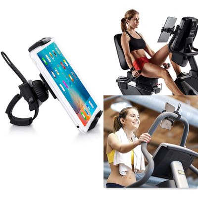 Adjustable 360 Swivel Portable Compact Tablet/Cell Phone Holder for Gym Handlebar on Exercise Bikes & Treadmills, Or Car Steering Wheel,Compatible with 3.5-12" Tablets (For iPad Pro 9.7/10.5'')