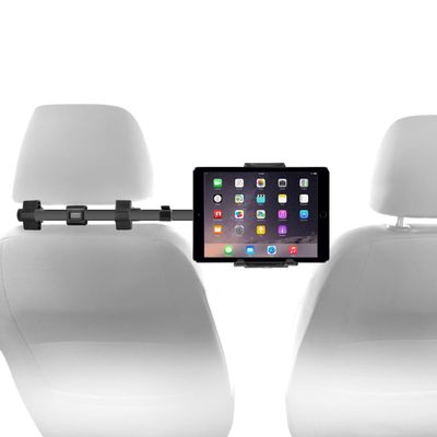 Macally Tablet Holder for Car Headrest - Adjustable iPad Headrest Mount for Car - Super Secure Car iPad Holder Backseat Kids - Fits All 4.7-12.9" Back Seat Devices (iPad Pro/Air/Mini, Nintendo Switch)