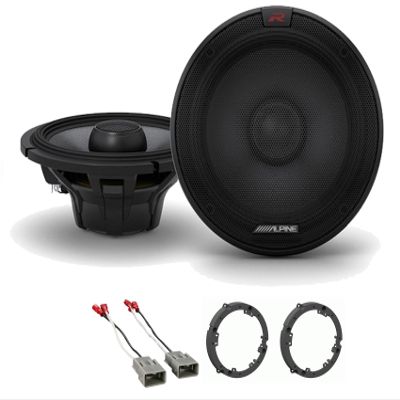 Alpine Pair R-S65.2 300 Watt 6.5" Coaxial 2-Way Speakers Bundle with METRA 72-7800 Speaker Connector Harness & METRA 82-7803 6" Speaker Adapter Plate (Pair) Compatible with 2001-2005 Honda Civic