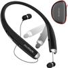AMORNO Foldable Bluetooth Headphones, Wireless Neckband Sports Headset with Retractable Earbuds, Sweatproof Noise Cancelling Stereo Earphones with Mic view 1