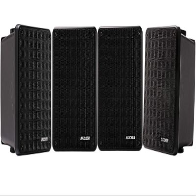 KICKER KB6 2-Way Full Range Indoor Outdoor Speakers (Set of 4) with Quick Mounting System (Black)