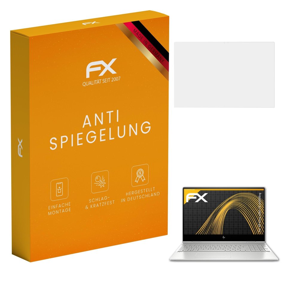 atFoliX Screen Protector compatible with HP Envy x360 15-dr0006ng Screen Protection Film, anti-reflective and shock-absorbing FX Protector Film (2X)