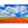Baocicco 8x6.5ft Race Course Match Red Running Tracks Backdrop Photography Background Blue Sky White Clouds Green Grass Sports Game Sports Theme Sports Club Sport Field Vinyl Photo Studio Props view 1