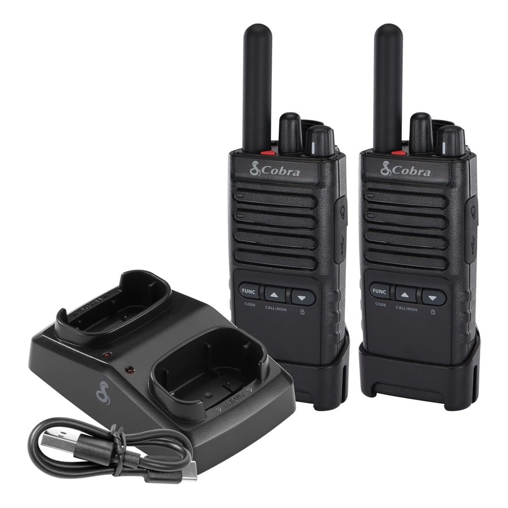 Cobra PX650 - Professional/Business Walkie Talkies - Rechargeable, 300,000 sq. ft/25 Floor Range, Dust Protected and Splashproof (IP54 rating), Two-Way Radio Set (2-Pack)