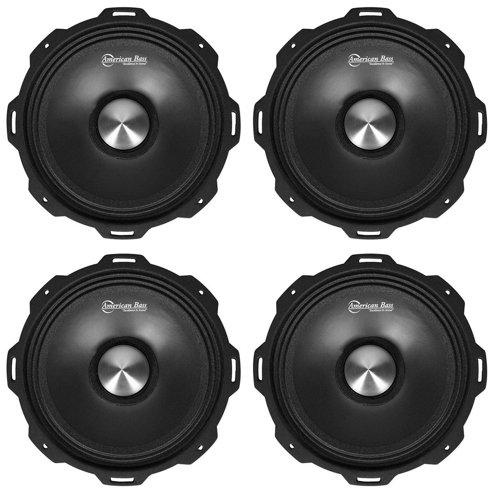 (4) American Bass Godfather 8" 800w Slim Open Back Midrange Car Speaker GF 8MR