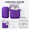 R-fun Compatible with AirPods Case Cover, Soft Silicone Protective Cover with Keychain for Women Men Compatible with Apple AirPods 2nd 1st Generation Charging Case, Front LED Visible,Purple view 3