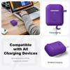 R-fun Compatible with AirPods Case Cover, Soft Silicone Protective Cover with Keychain for Women Men Compatible with Apple AirPods 2nd 1st Generation Charging Case, Front LED Visible,Purple view 4