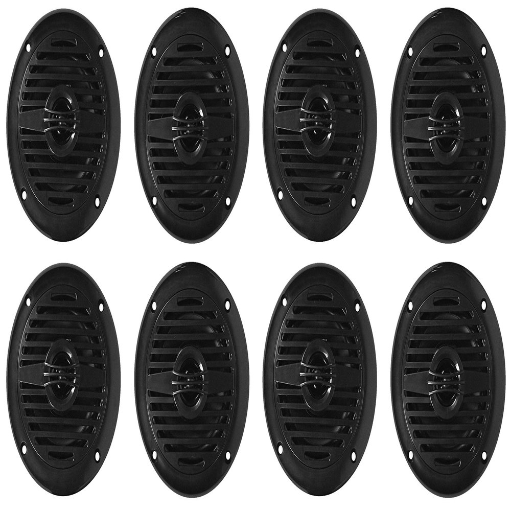 Rockville MS40B 200 Watt Marine Boat Speakers, 4 Inch, 4 Ohm, Waterproof, Compact Design, UV-Resistant Construction for Boats and Outdoor Use - 8-Piece
