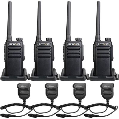 Retevis RT47 IP67 Waterproof 2 Way Radio,Heavy Duty Two Way Radio with Mic, Fully Dustproof,Waterproof 1m/30min,License-Free,Lightweight,Walkie Talkies for Construction Manufacture Outdoor(4 Pack)