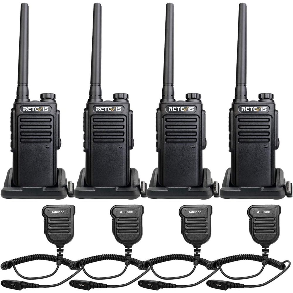 Retevis RT47 IP67 Waterproof 2 Way Radio,Heavy Duty Two Way Radio with Mic, Fully Dustproof,Waterproof 1m/30min,License-Free,Lightweight,Walkie Talkies for Construction Manufacture Outdoor(4 Pack)