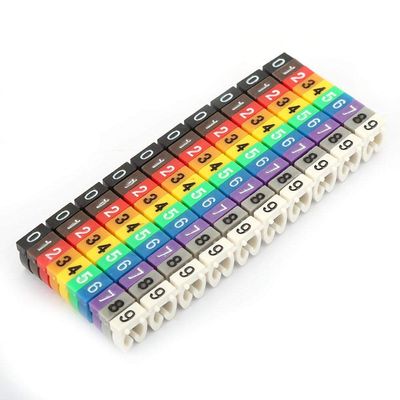 100Pcs Digital Tube Wire Labels Cable Markers Plastic Clip-On Colorful Numbered 0-9 C-Shape for Multi-Type Cables (4mm)