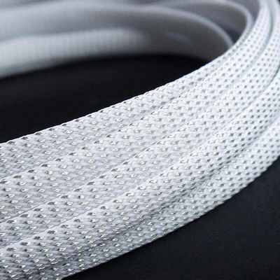 10mm White&Silver Mix Color Dense Expanding Matte Braided Sleeving Cable x 5M (5 Meters)
