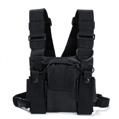 2X MASO Universal Chest Pack Bag Harness Nylon Bag Pack for Radio Walkie Talkie Chest 3 Pocket Backpack Holster