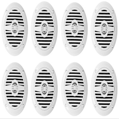 Rockville MS40W White 4" 200W Marine Boat Speakers, Compact and Powerful, for Boats and Outdoor Audio Systems, 8-Pieces
