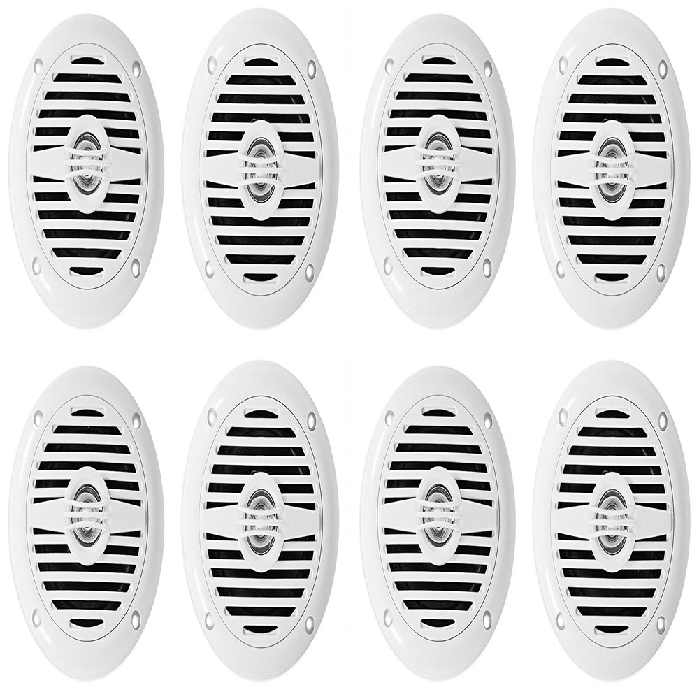 Rockville MS40W White 4" 200W Marine Boat Speakers, Compact and Powerful, for Boats and Outdoor Audio Systems, 8-Pieces