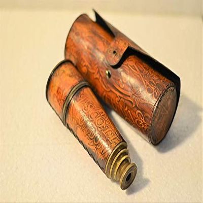 PIRU Brass Telescope, Personalized, Vintage Telescope, Nautical Telescope with Laser Engraved Personalized Leather case Gift