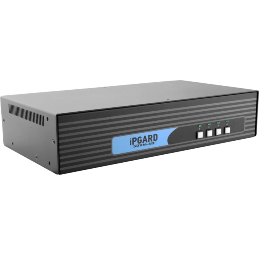 SmartAVI SDVN-4D 4-Port Dual-Head Secure DVI-I KVM Switch with KB/Mouse USB Emulation