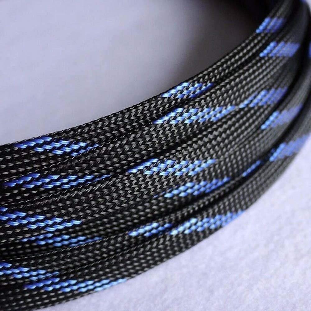 5 Meters x 8MM Black&Blue Mix Color Tube PET Expandable Braided Sleeving Cable