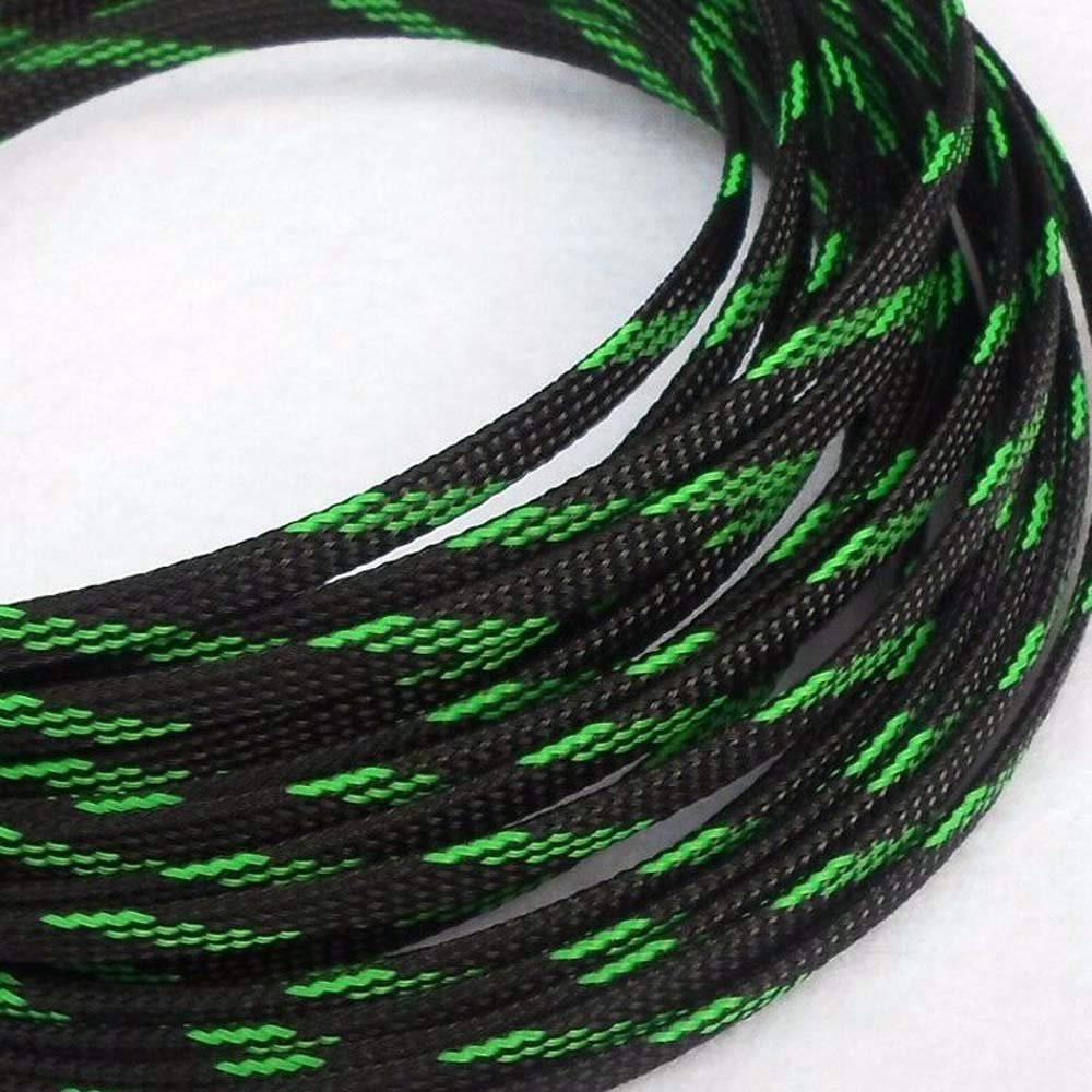 1 Meters x 12MM Green&Black Tube PET Expandable Braided Sleeving Cable