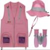Eagle Eye Explorer Multi-Piece Set Cargo Vest with Reflective Safety Straps, 1 8x21 Magnification Binoculars and Safari Hat for Boys and Girls (Small/Medium, Pink) view 1