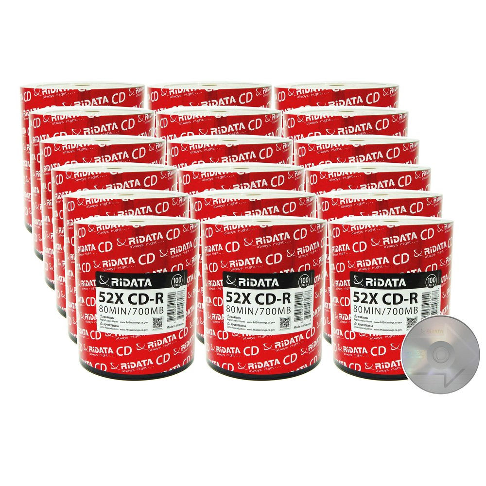 1800 Pack Ridata CD-R 52X 700MB 80Min Branded Logo Blank Media Recordable Disc