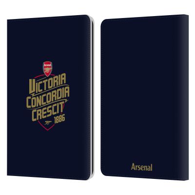 Head Case Designs Officially Licensed Arsenal FC Victoria Concordia Crescit Typography Leather Wallet Case Compatible with Kindle Paperwhite 1/2 / 3