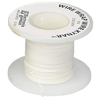 100 Feet White 30 Gauge Solid Kynar Wire Wrap, PVDF Insulated Tinned Copper by EX ELECTRONIX EXPRESS
