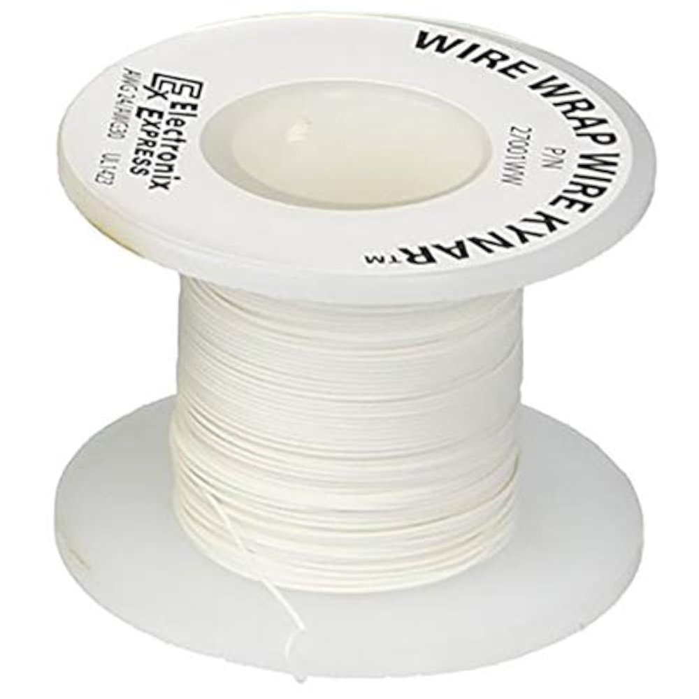 100 Feet White 30 Gauge Solid Kynar Wire Wrap, PVDF Insulated Tinned Copper by EX ELECTRONIX EXPRESS