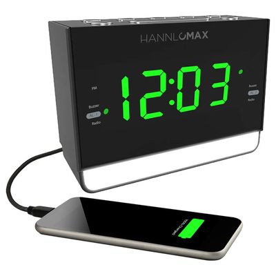 HANNLOMAX HX-128CR Alarm Clock Radio, FM, USB Charge, Night Light