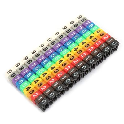 Digital Tube Wire 0-9 Number Coded Clip On Plastic Cable Label Tube Colorful Cable Marker C Shape Suitable Multi-Type Cable (100Pcs 2.5mm)