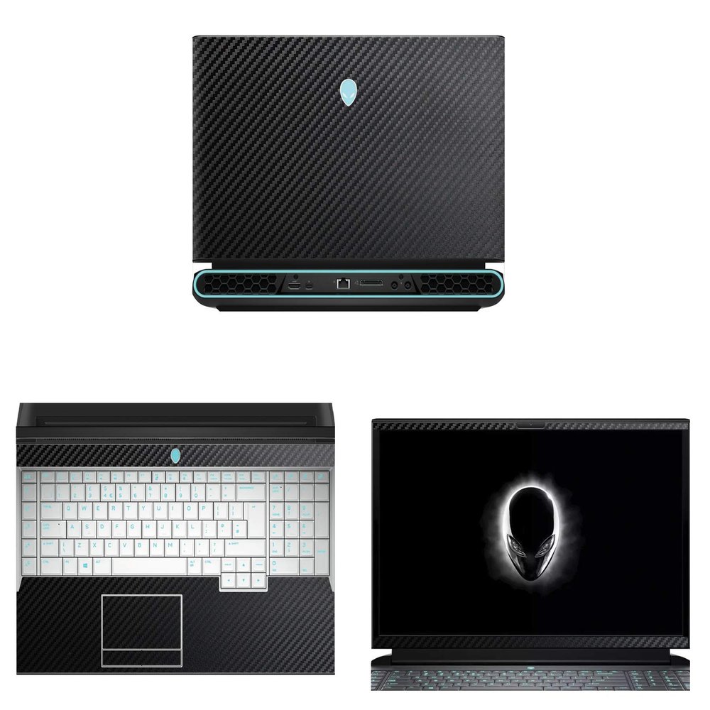 Decalrus - Protective Decal for 2019 Alienware Area-51m AWAR51M (17.3" Screen) Laptop Black Carbon Fiber Skin case Cover wrap CFalienwareArea51m_17Black