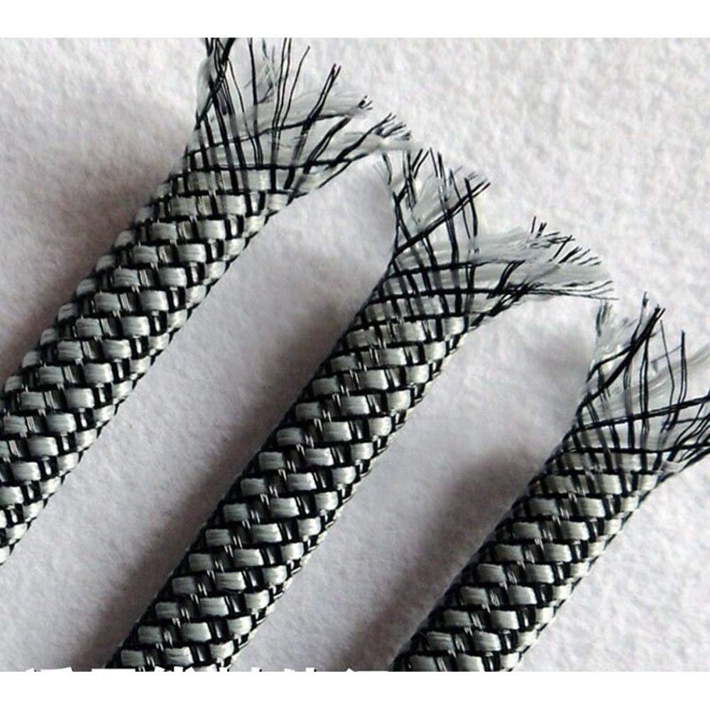 1M x 12MM Dark Gray+Black High Densely Expandable Braided PET Sleeving Cable