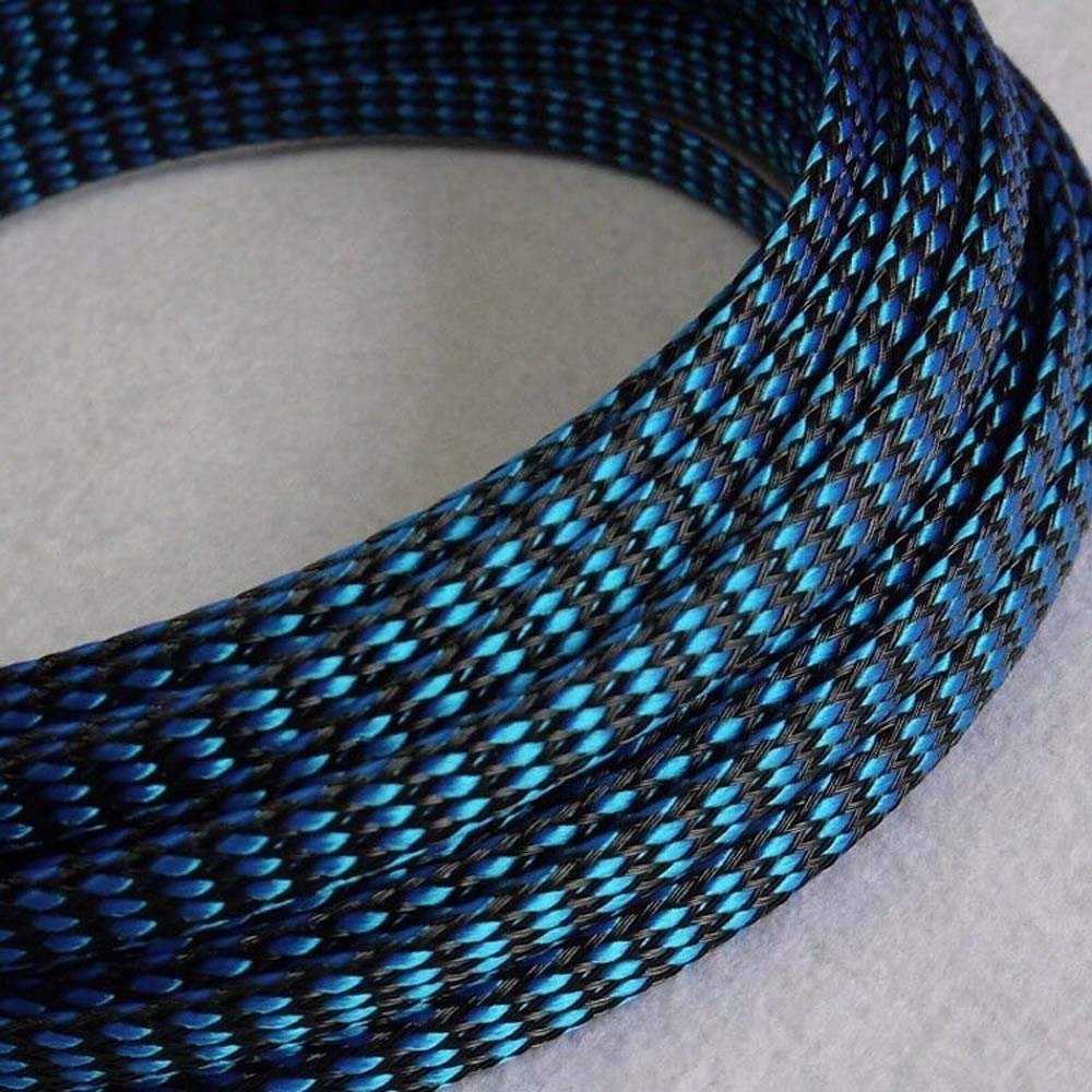4MM Blue&Black Expandable Braided PP + PET Sleeving Cable x 10M (10M)