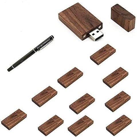 10 Pack Rectangle Walnut Wood 2.0/3.0 USB Flash Drive USB Disk Memory Stick with Wooden (128GB/3.0)