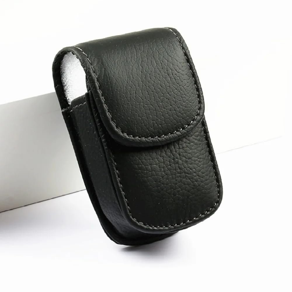 Classic Black Leather 3 inch tall magnetic case fits The One Touch Medical Alert and GPS Tracking device