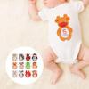 Biitfuu 12Pcs Baby Monthly Sticker Milestone Memories Photo Props Cartoon Animal Shaped for 1-12 Month Newborn Boys Girls view 2