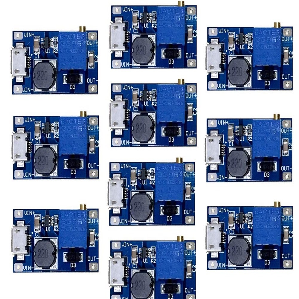 2A booster board DC-DC booster module Wide voltage input 2V-24V Raise 5V-28V adjustable (pack of 10)