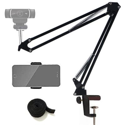 Etubby Webcam Stand Phone Holder Suspension Scissor Arm Camera Tripod Mount for Cellphones, Logitech Webcam C920 C930 C922 C615 and Other Devices with 1/4" Threaded