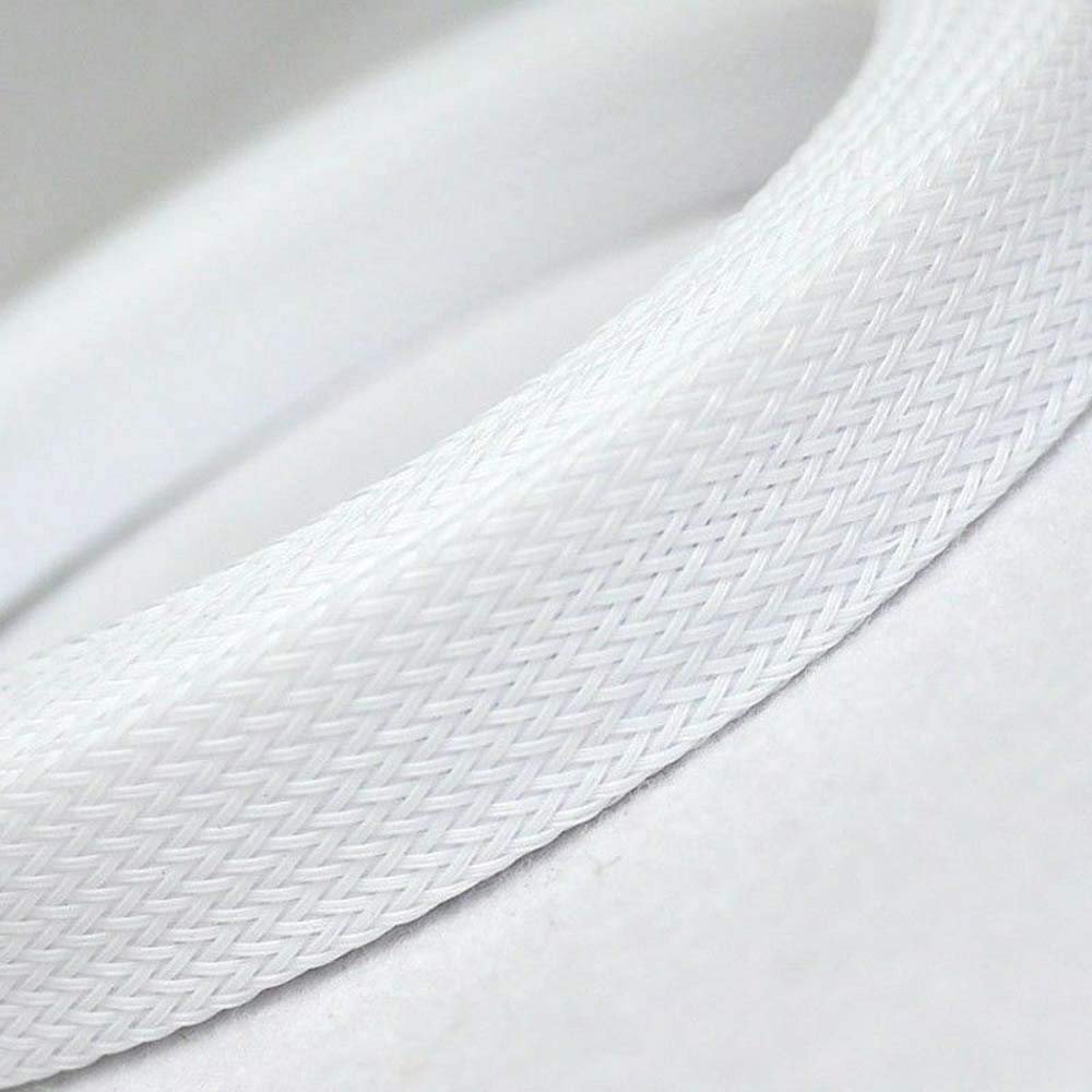 25mm White Expandable Braided PET Mix Color 3 Weave Sleeving Cable x 3M (3 Meters, White)