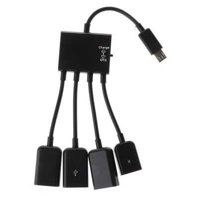 Almencla Micro USB Hub Male to Female Three USB 2.0 Host Adapter Cable