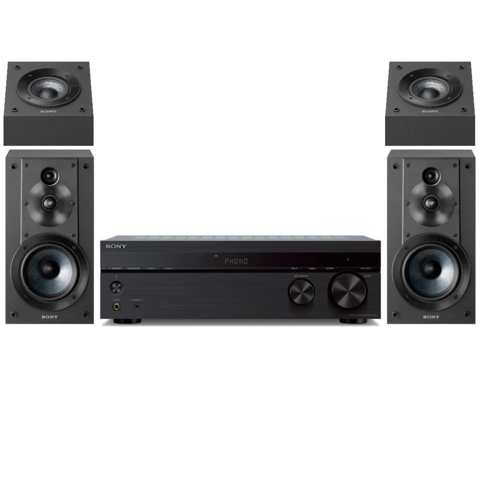 Sony STRDH190 2-ch Stereo Bluetooth Receiver Bundled with Sony SSCSE Dolby Atmos Enabled Speakers and SSCS5 3-Way 3-Driver Bookshelf Speaker (3 Items)