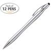 2 in 1 Capacitive Stylus & Ballpoint Pen Rubberized the Beemer Comfort Grip for Any Touchscreen Device (Box of 12, Silver) view 2